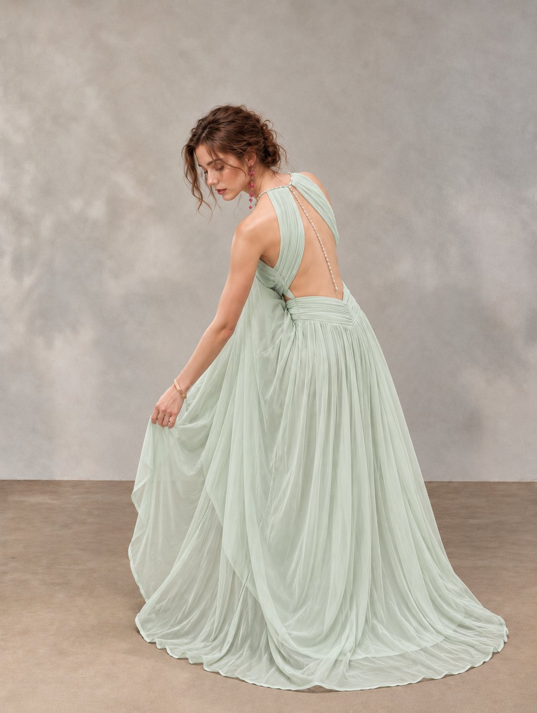 Moonlight Muse Halter Neck Backless Maxi Dress