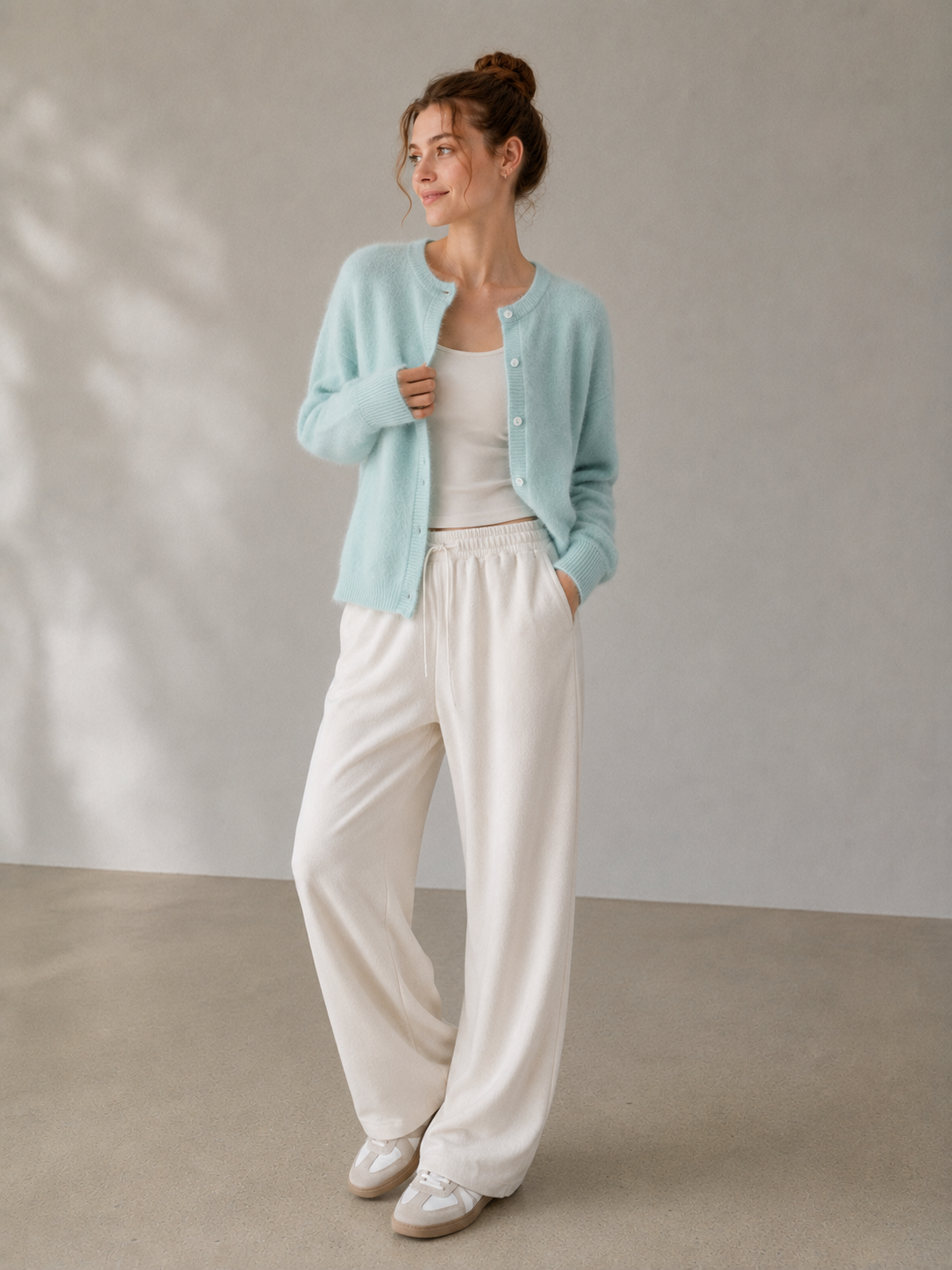Fluffy Knit Cardigan in Soft Lake Blue