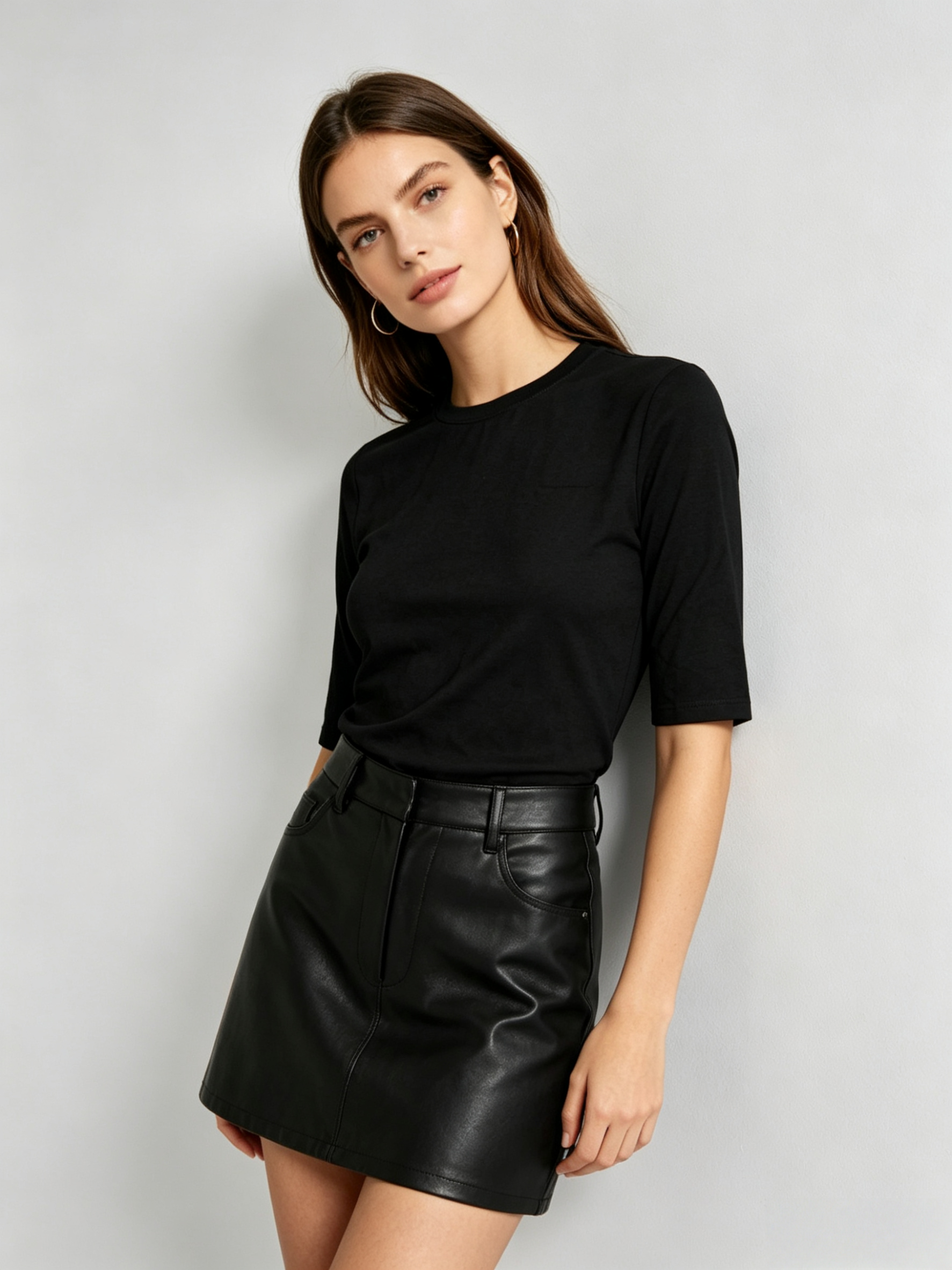 High-Stretch Cotton Half Sleeve Top