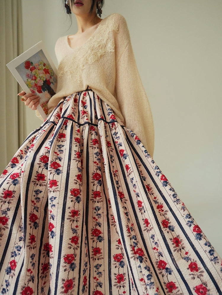 French vintage bubble cotton voluminous skirt