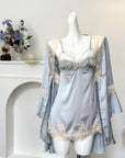 Jacquard Lace Padded Cami Nightdress + Robe Set