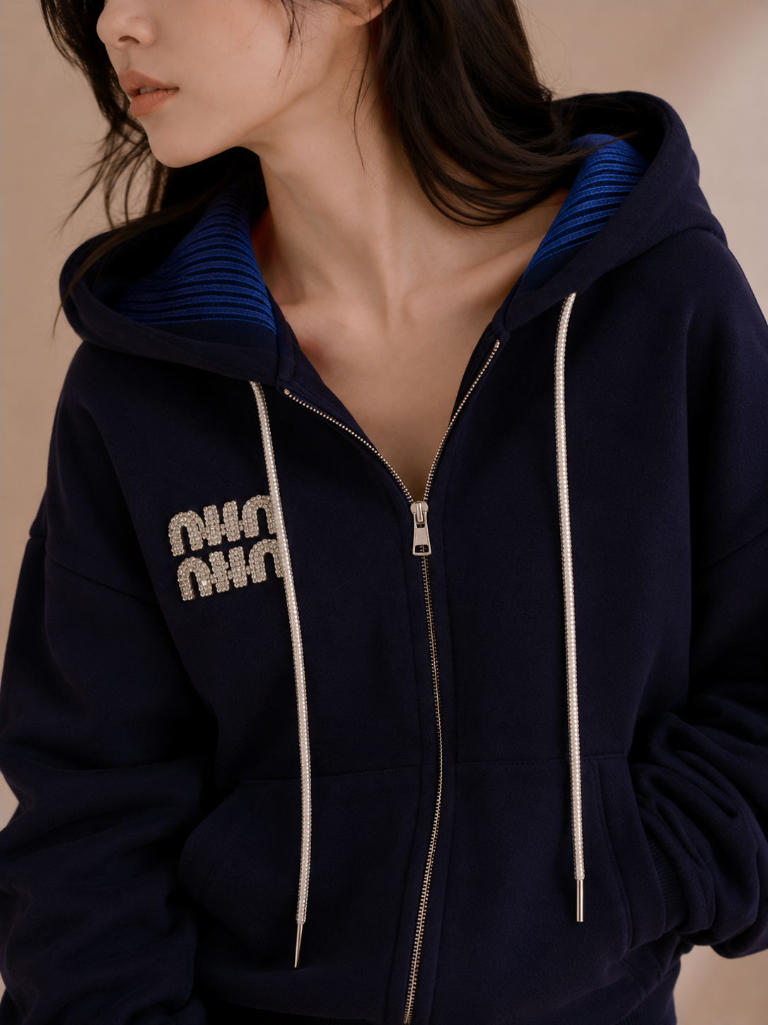 Rhinestone Logo Hooded Lounge Set
