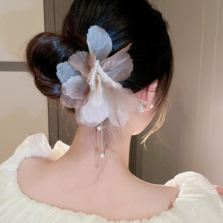 New Chinese Style Pearl Tassel Fabric Sweet Hairpin