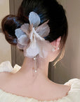 New Chinese Style Pearl Tassel Fabric Sweet Hairpin