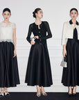 Hepburn-inspired high-waisted French A-line skirt