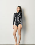 Designer Long-Sleeve Sun Protection One-Piece Swimsuit