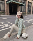 Letter Jacquard Wool Thick Jacket
