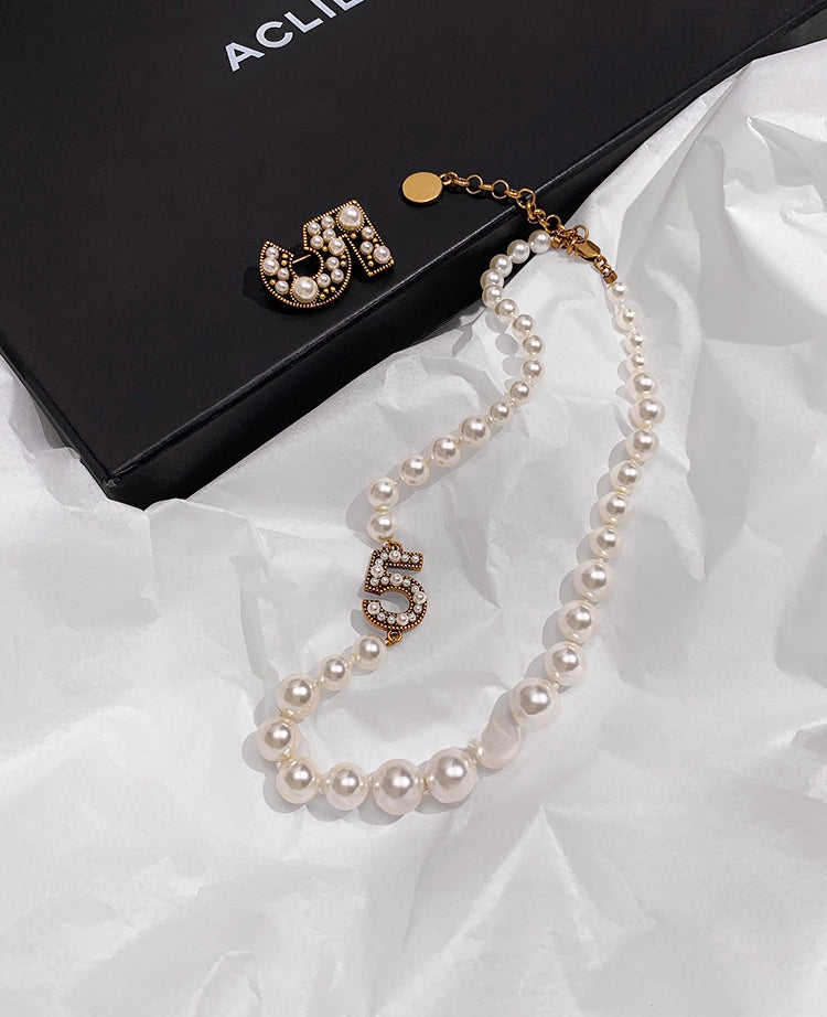 Chanel-Inspired No.5 Pearl Necklace