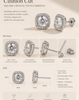Cushion Cut Halo Stud Earrings