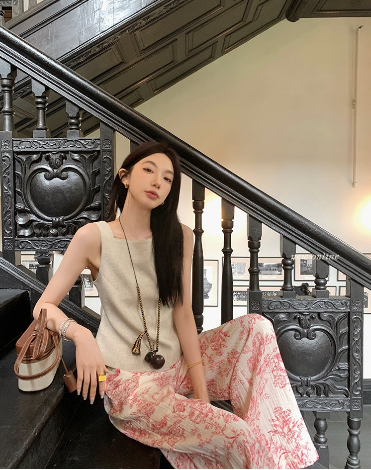 Vintage-Inspired Tie-Back Vest &amp;amp; Pants Set