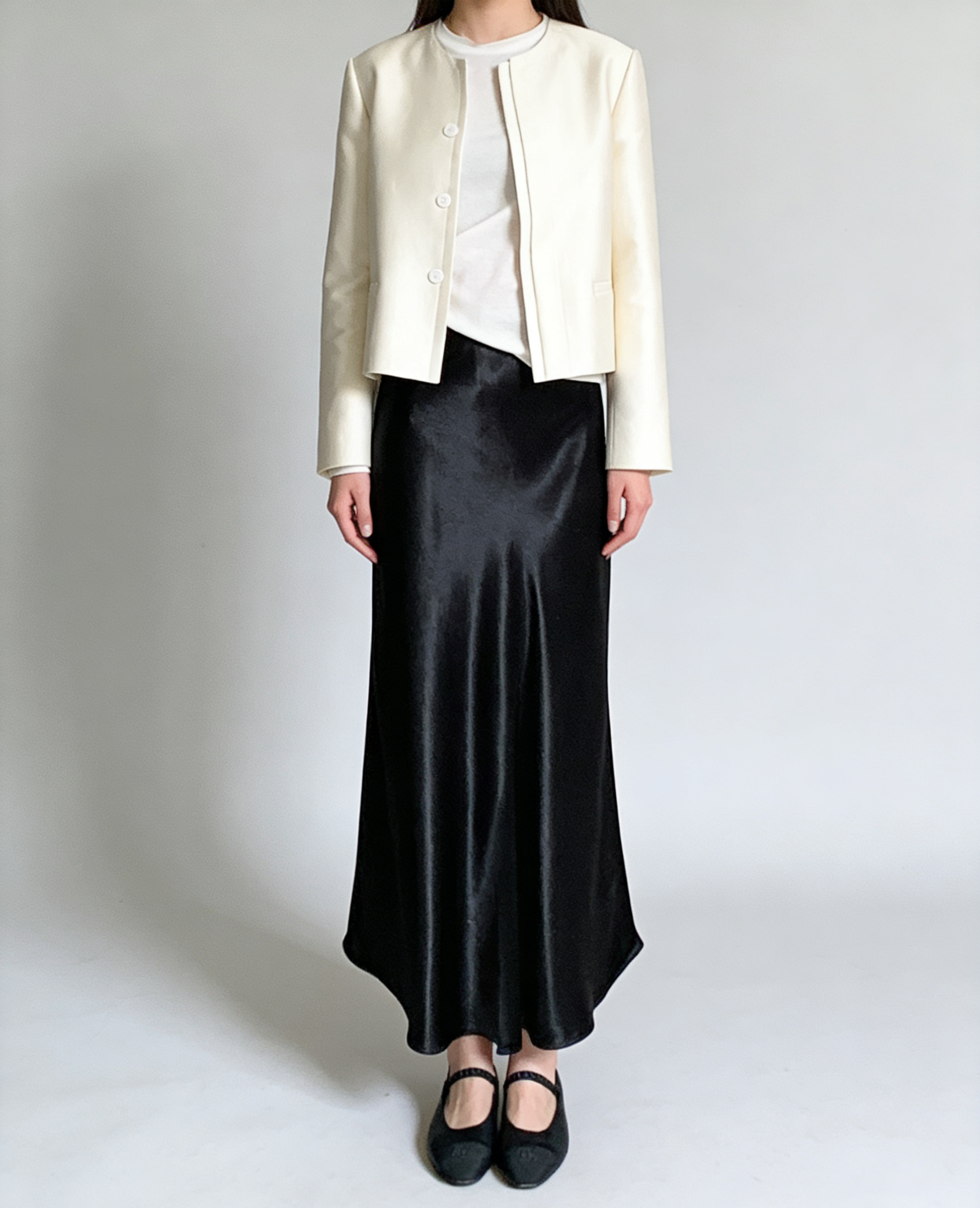 Glazed acetate satin midi skirt