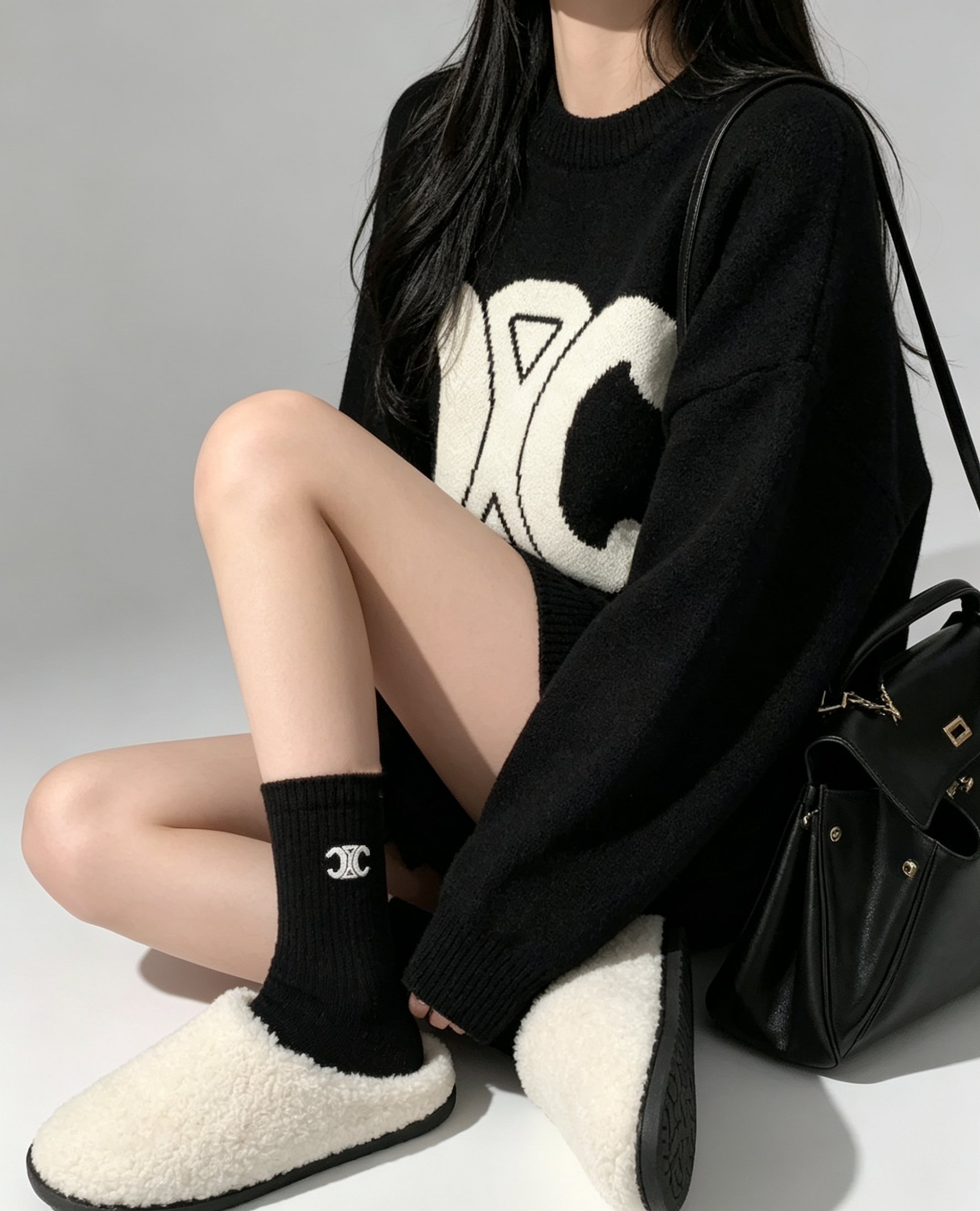 Triomphe Contrast Logo Knit Sweater with socks