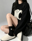 Triomphe Contrast Logo Knit Sweater with socks