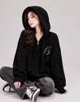 Pearl Embroidered Hooded Cardigan