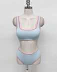 Korean Baby Blue Contrast Bikini Set
