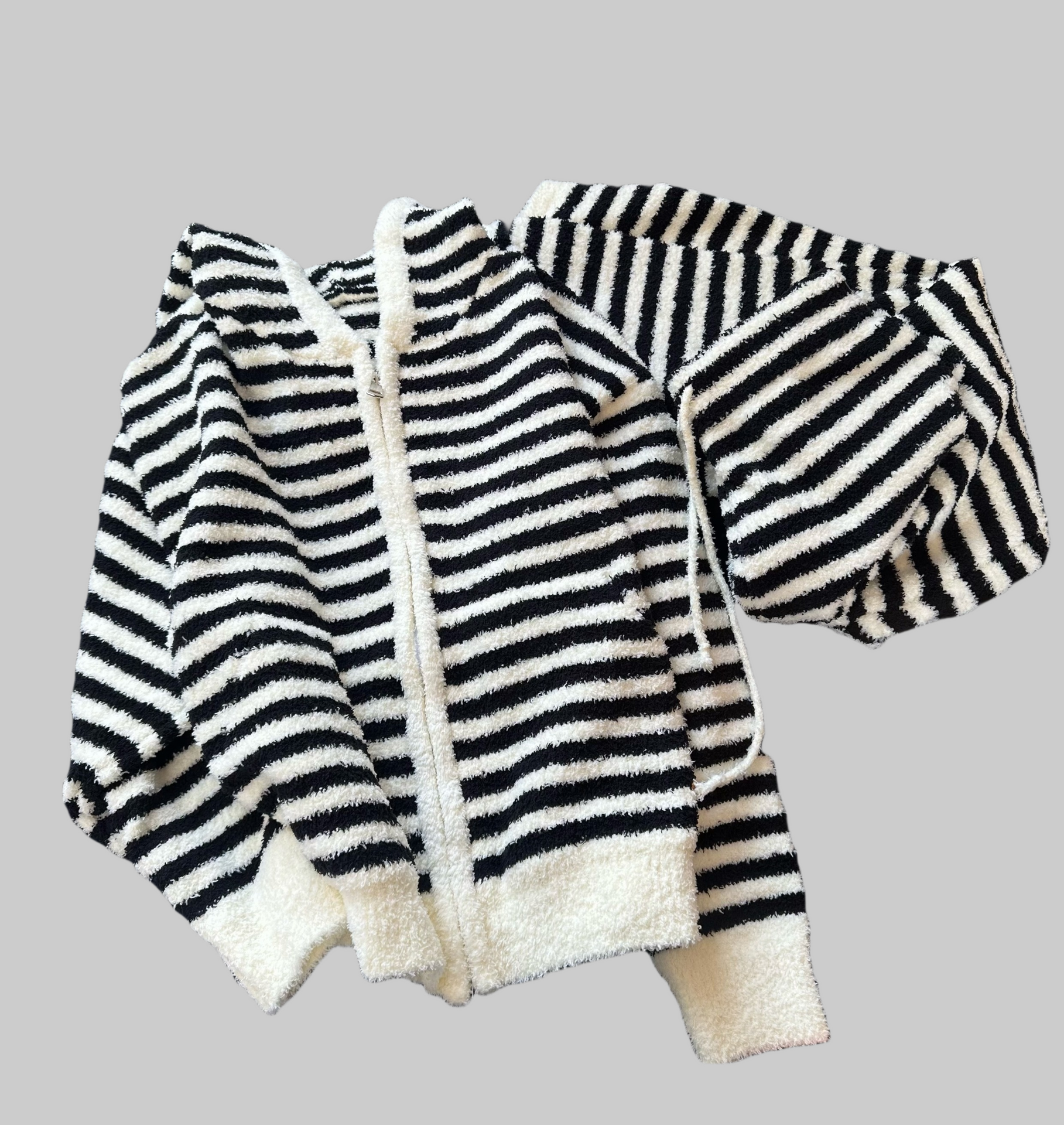 Upgraded Black &amp;amp; White Striped Flannel Loungewear Set
