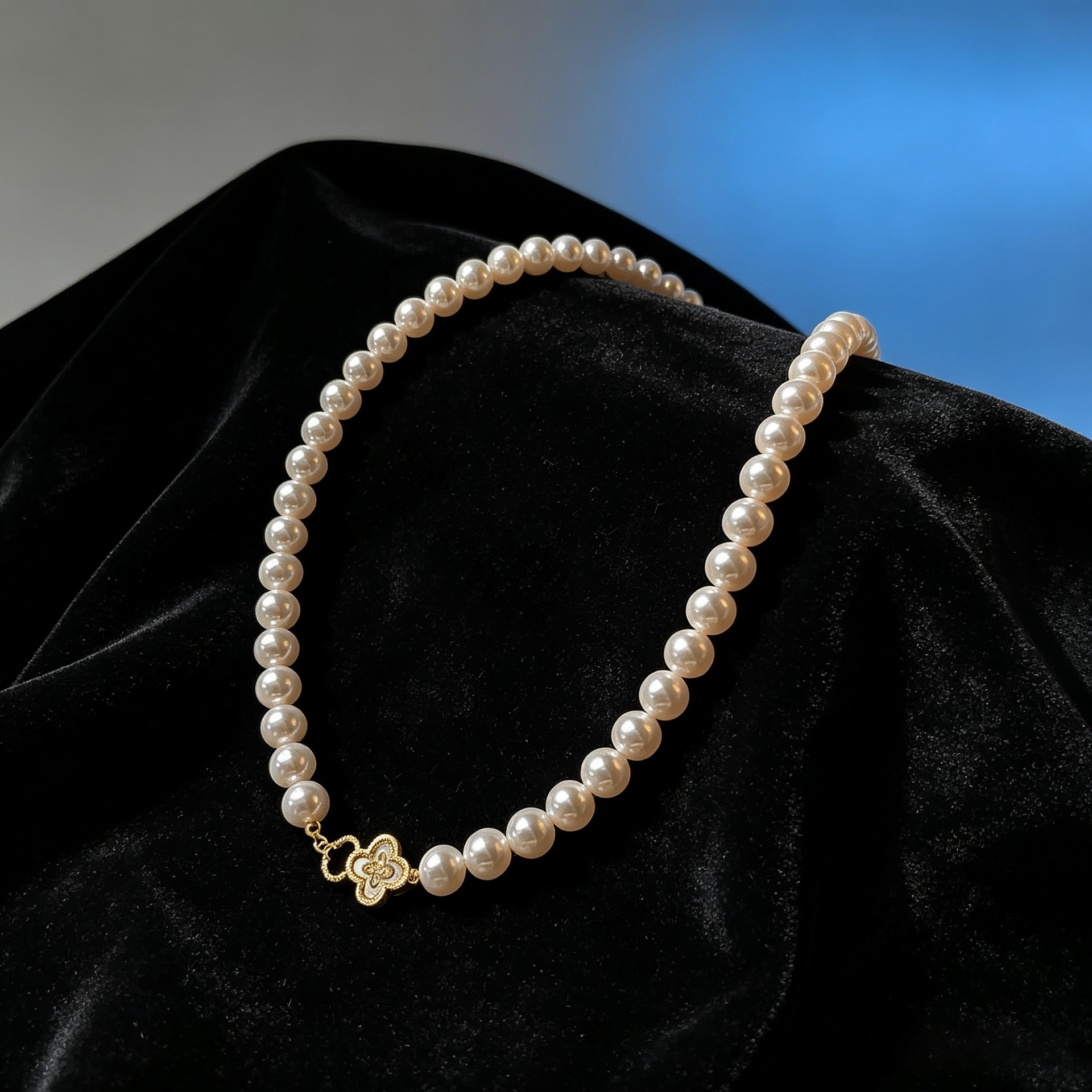 Korean-Inspired Floral Pearl Necklace