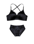 Golden Satin Cross-Back Front-Closure Bra