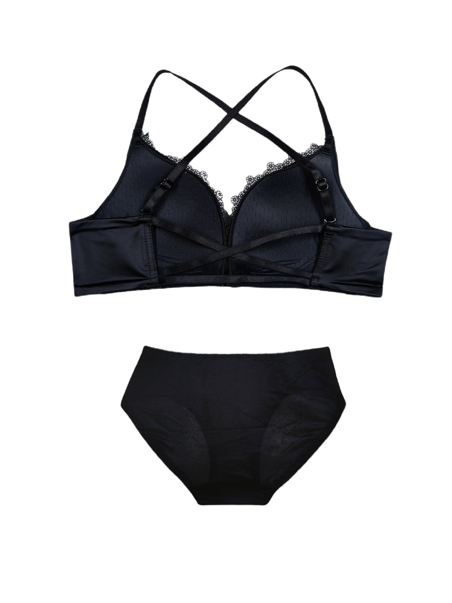 Golden Satin Cross-Back Front-Closure Bra