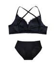 Golden Satin Cross-Back Front-Closure Bra
