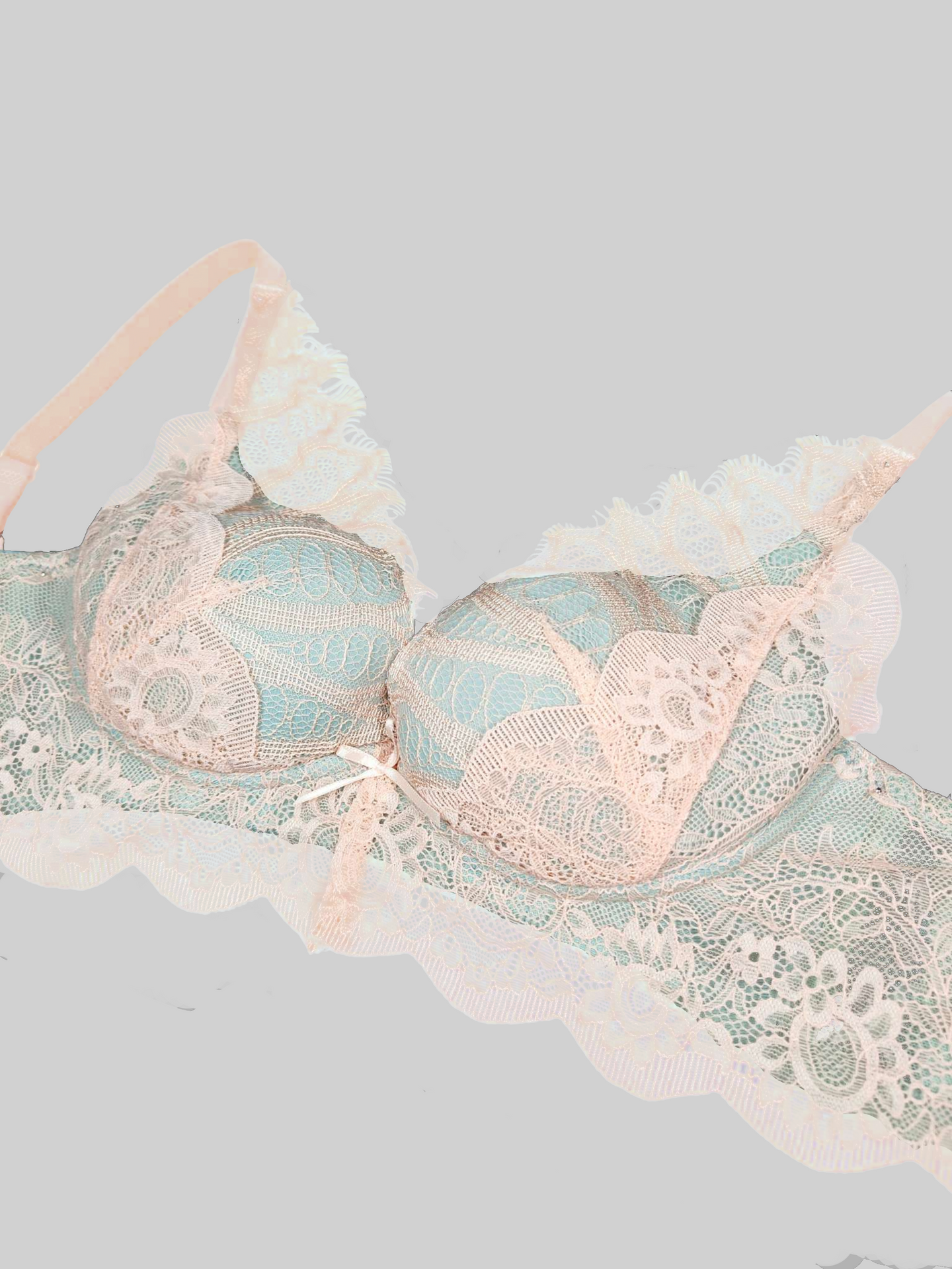 Luxurious Eyelash Lace, Wire-Free Push-Up Bra SET